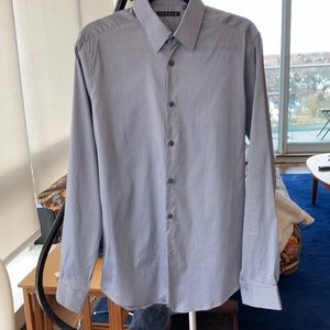 Men’s Theory grey button down long sleeve shirt, size neck 15.5L sleeve 34-35
